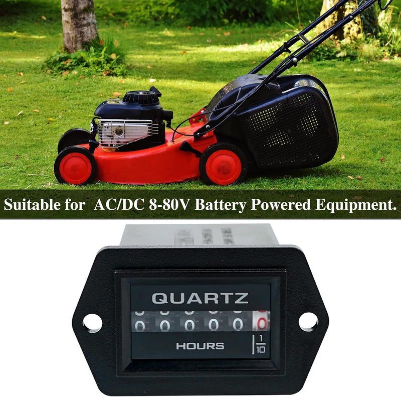 Jayron Mechanical Maintenance Hour Meter AC/DC 8-80V Analog Clock No Battery Long Life Surface Waterproof Design Easy Installation,for Generator Air Compressor Lawn Mowers Snowblower… - Image 2